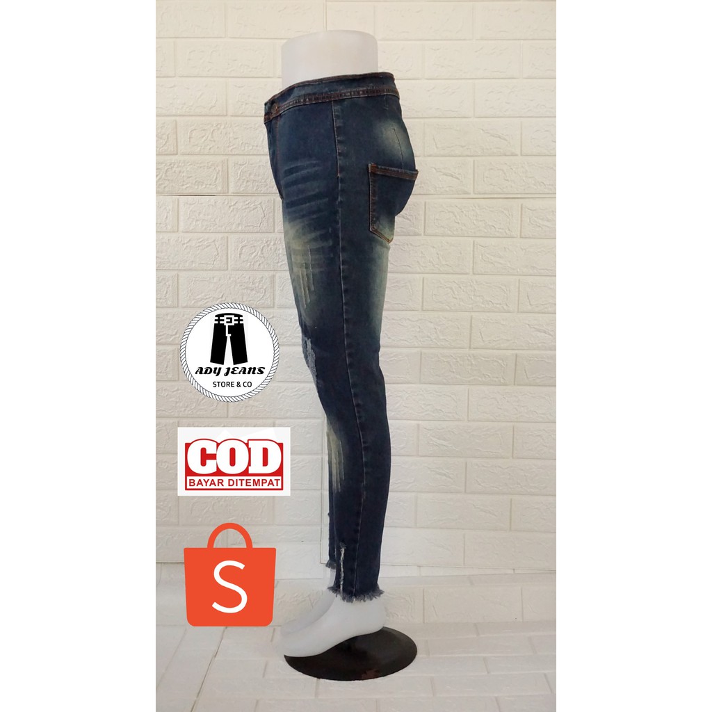 CELANA JEANS HAIWES RUMBAI LASER/CELANA RUMBAI RIPPED WANITA/CELANA LASER RUMBAI