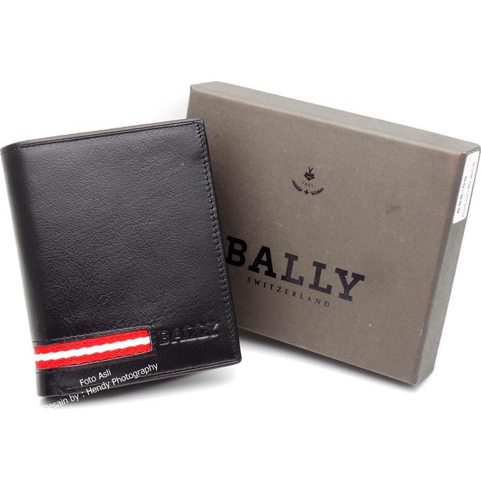 607J Dompet Berdiri Pria Kulit Asli Import Termurah - Bally 56-05 Black Top