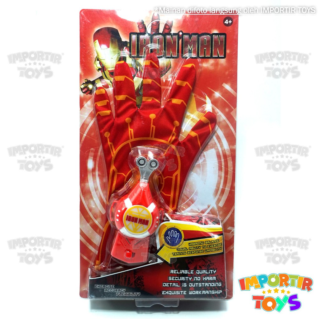 Sarung Tangan IRON MAN AVENGERS (Pistol Disk Terbang) Lampu dan Musik Mainan Anak