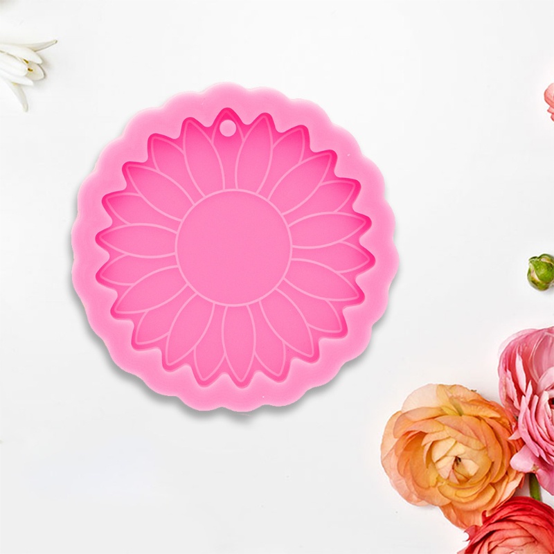 SIY  Super Glossy Sun Flower Keychain Epoxy Resin Mold Keyring Casting Silicone Mould DIY Crafts Jewelry Pendant Making Tools