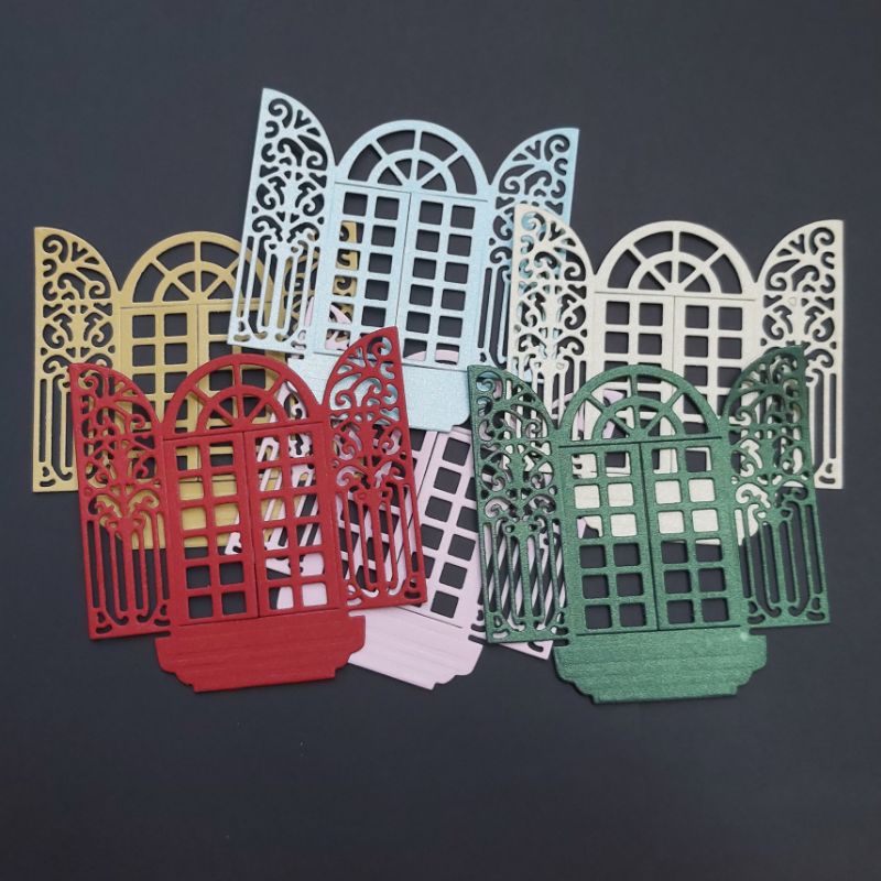 

5 Pcs Jendela Pintu Cutting Dies Deco Paper Kertas Jurnaling Bujo Scrapbook Warna Warni