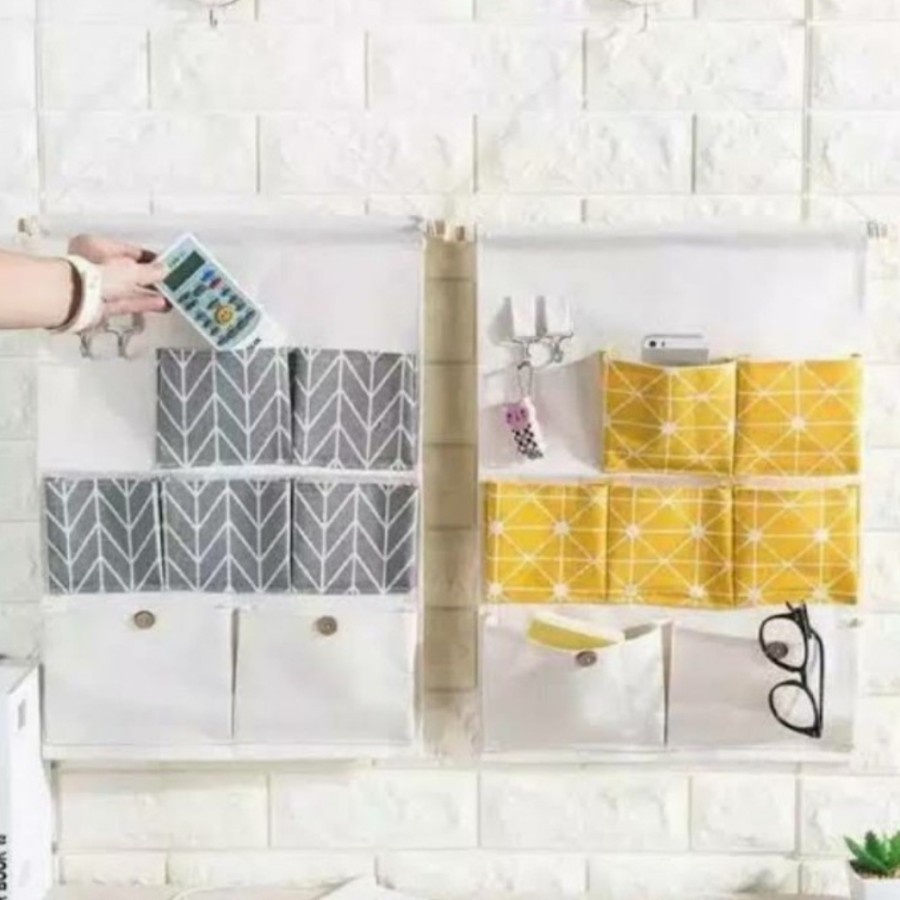 Pouch Gantung 7 Sekat Hanging Organizer Storage Bag Rak Dinding Rumah