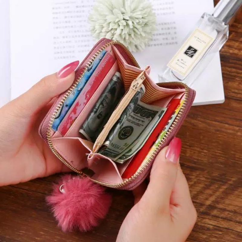 Arifirn D30 - Dompet Lipat Wanita Murah Free PomPom