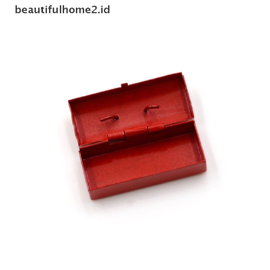 (beautifulhome2.id) Mainan Miniatur Kotak Perkakas Metal Warna Merah / Biru Skala 1: 12 Untuk Rumah Boneka