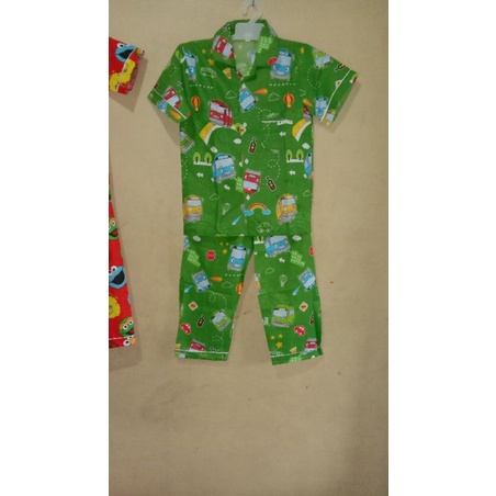 Setelan Piyama Anak Cowok_Cewek Size 12 Motif Tayo(8_10Th )