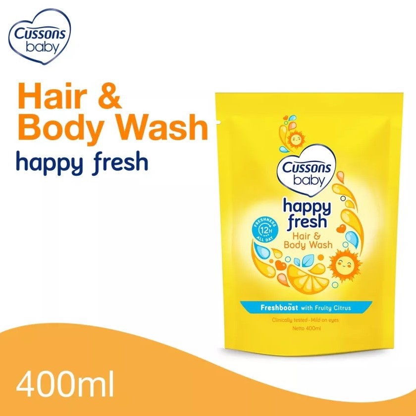 CUSSONS BABY Hair &amp; Body Happy Fresh / Milk Bath Sabun Mandi Cair 400ml 400 ml / 100ml 100ml - Free Lunch Box Optional