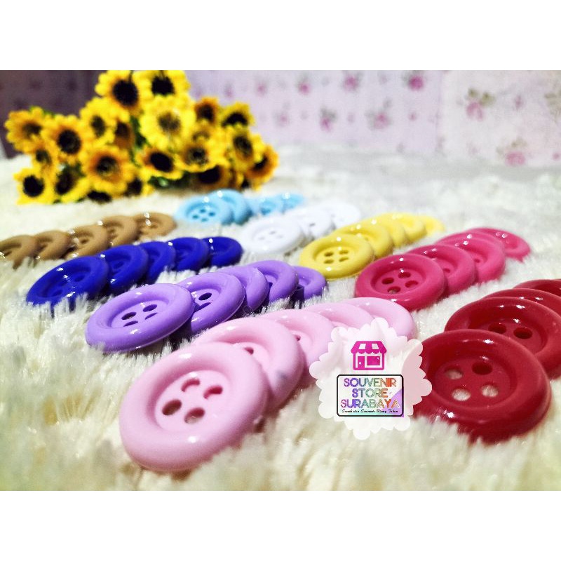 Kancing Polaris Plastik 2 cm Rp|| Kancing 4 Lubang || Kancing Konektor || Kancing Souvenir Warna || Kancing Plastik