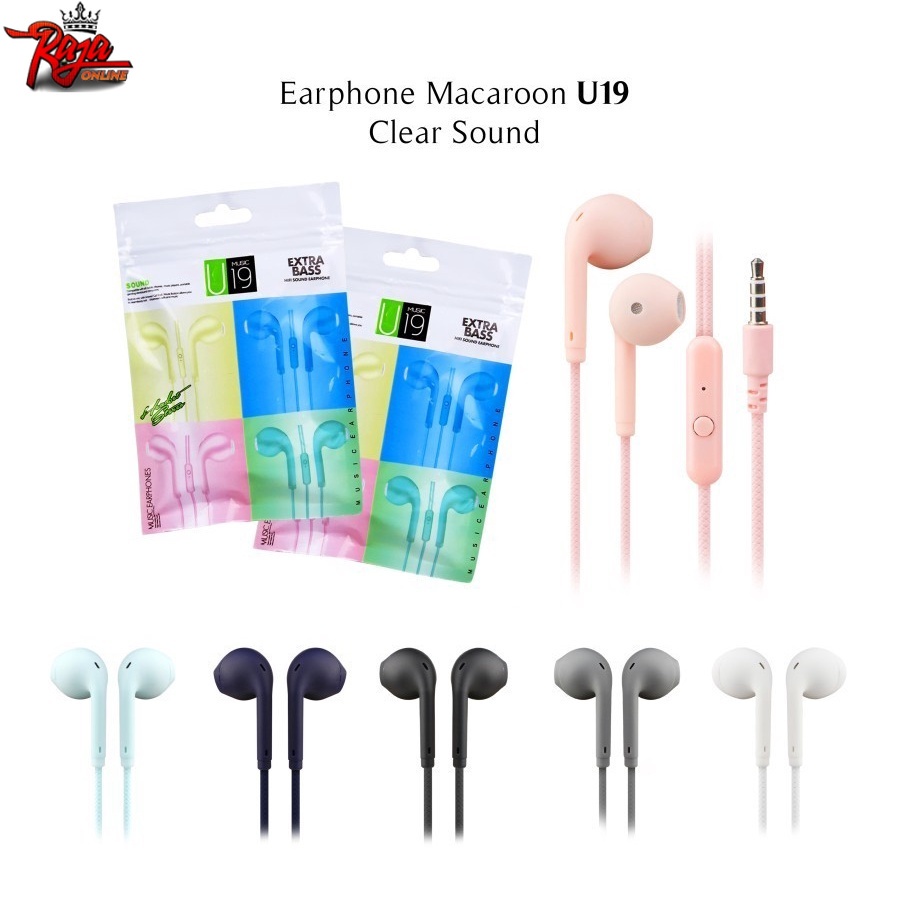 Headset Macaron Universal Earphone Handsfree Mic Bass