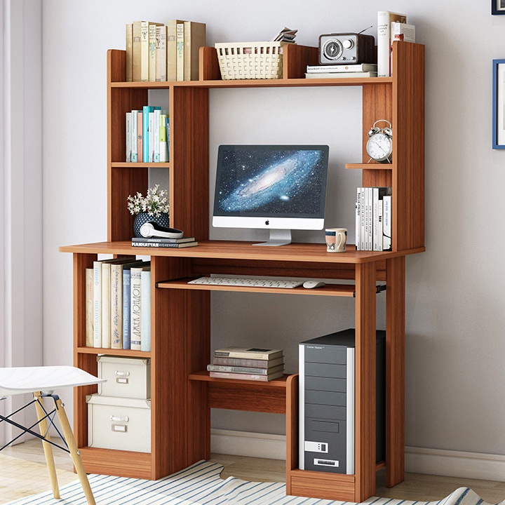Meja Tulis Kantor Rumah Kombinasi Meja Komputer Sederhana Dengan Rak Buku Desain Modern Sederhana