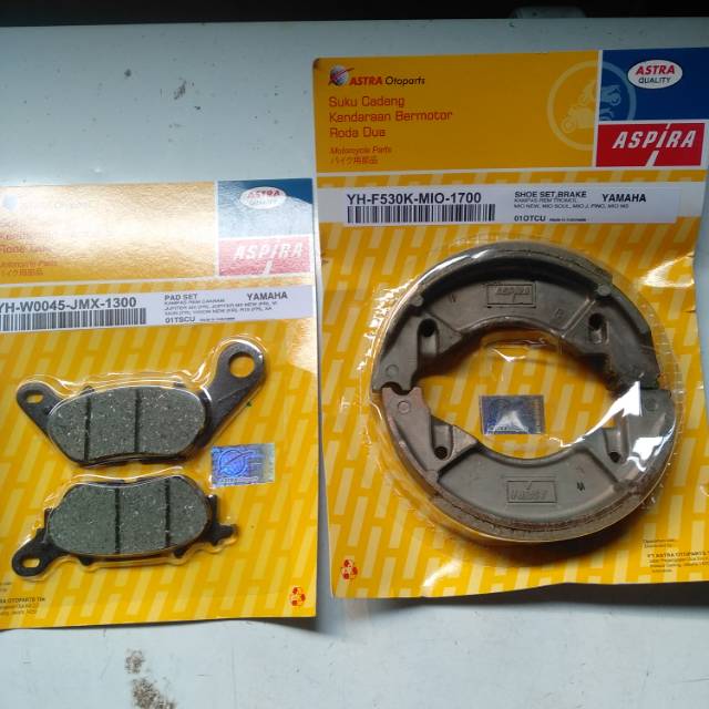 Paket kampas rem matic Yamaha Mio j.soul.xeon fino merk Aspira depan + belakang