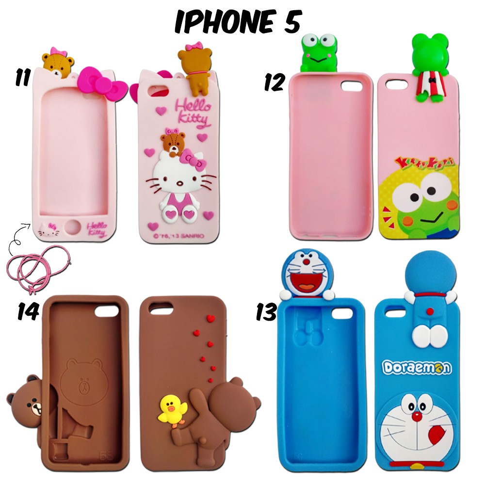 Silikon 3D karakter IPHONE 5 / 5G casing hp lucu menarik silicon untuk anak anak hadiah ulang tahun Silikon boneka lucu pelindung hp case tebal karet softcase lentur