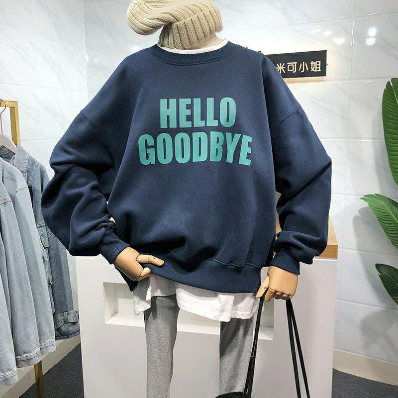 S - XXXXXL(6XL) Sweater OVERSIZE HELLO GOODBYE BIGSIZE Korean Style /Sweatshirt Long Sleeve Women Fashion Jaket Harajuku Crewneck Oblong Jumbo