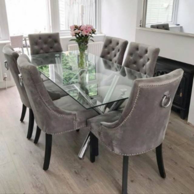 Meja Makan Kaca 6 Kursi