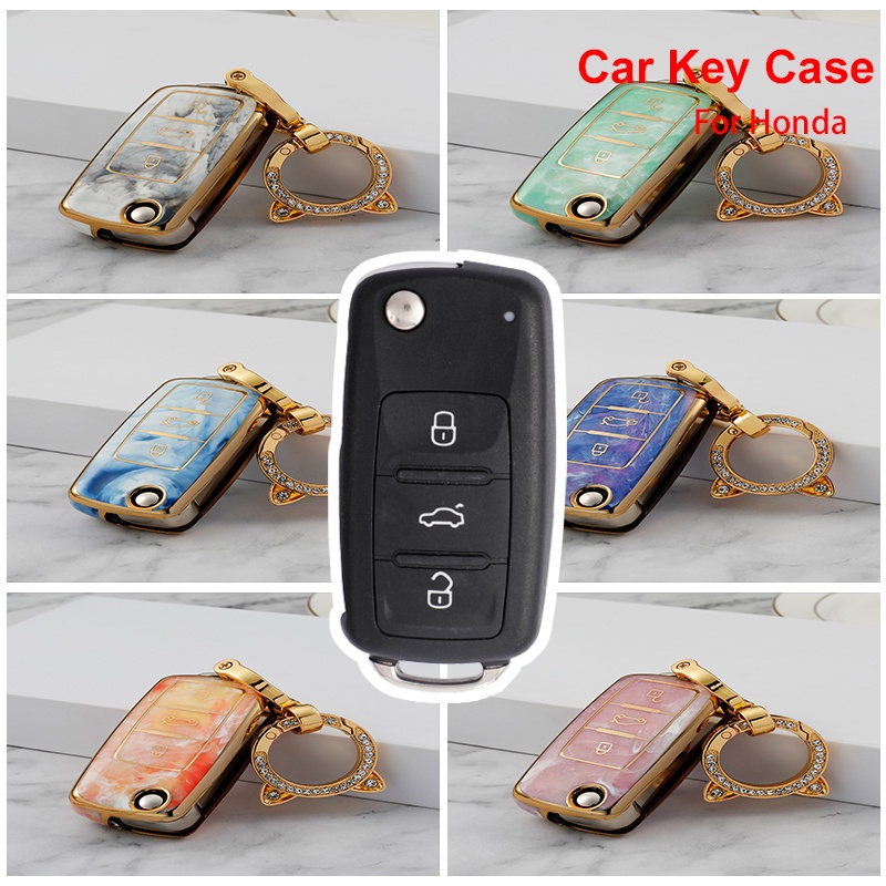 Casing Kunci Mobil Bahan TPU Motif Giok Untuk Volkswagen Polo Tuhuan Passat B6 B7 Golf 4 5 6 MK6 EOS Jett