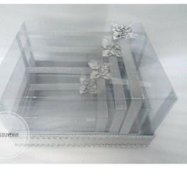 

Kotak hantaran pernikahan/ kotak seserahan full mika silver 1 set - Perak ~