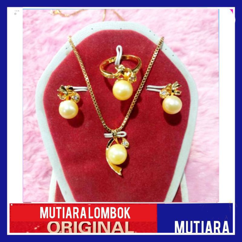 set mutiara laut asli lombok kalung mutiara air laut cincin mutiara air laut asli jewellery bangle