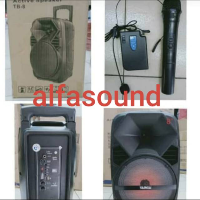 Speaker Portable Targa TB8 Wireless Targa TB 8 Inch Free 2 Mic