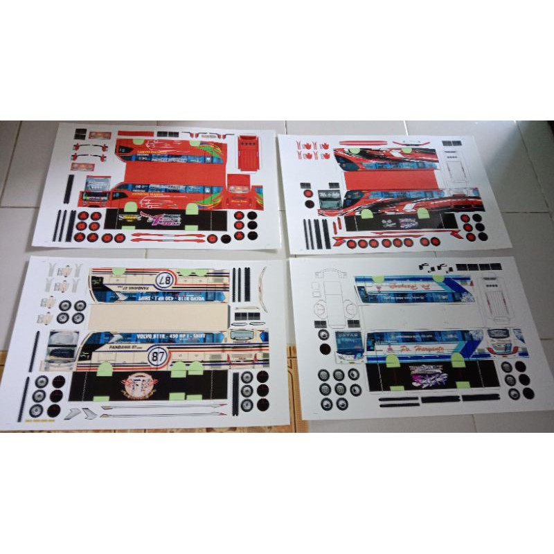 Lembaran Papercraft Bus Skala 1:50 Laminasi Glossy