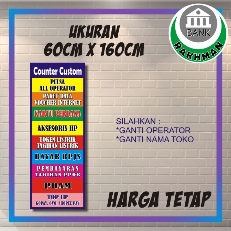 SPANDUK BANNER AGEN PEMBAYARAN PPOB UKURAN 60CM X 160CM