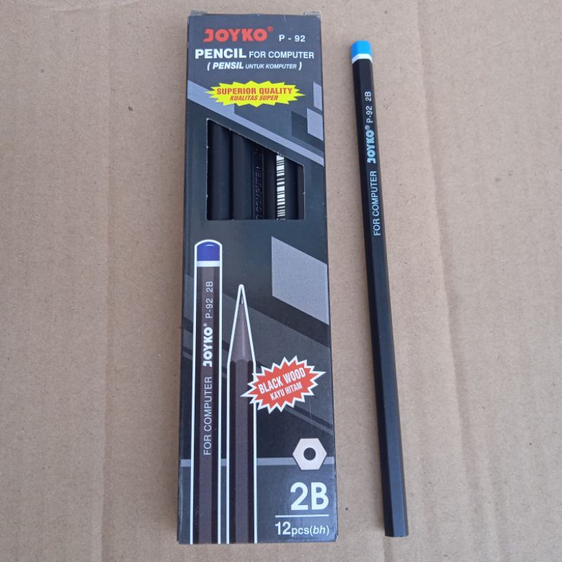 

1 Pack Grosir Pensil 2B untuk komputer Pencil For Computer JOYKO P-92 BLACK Hitam isi 12pcs