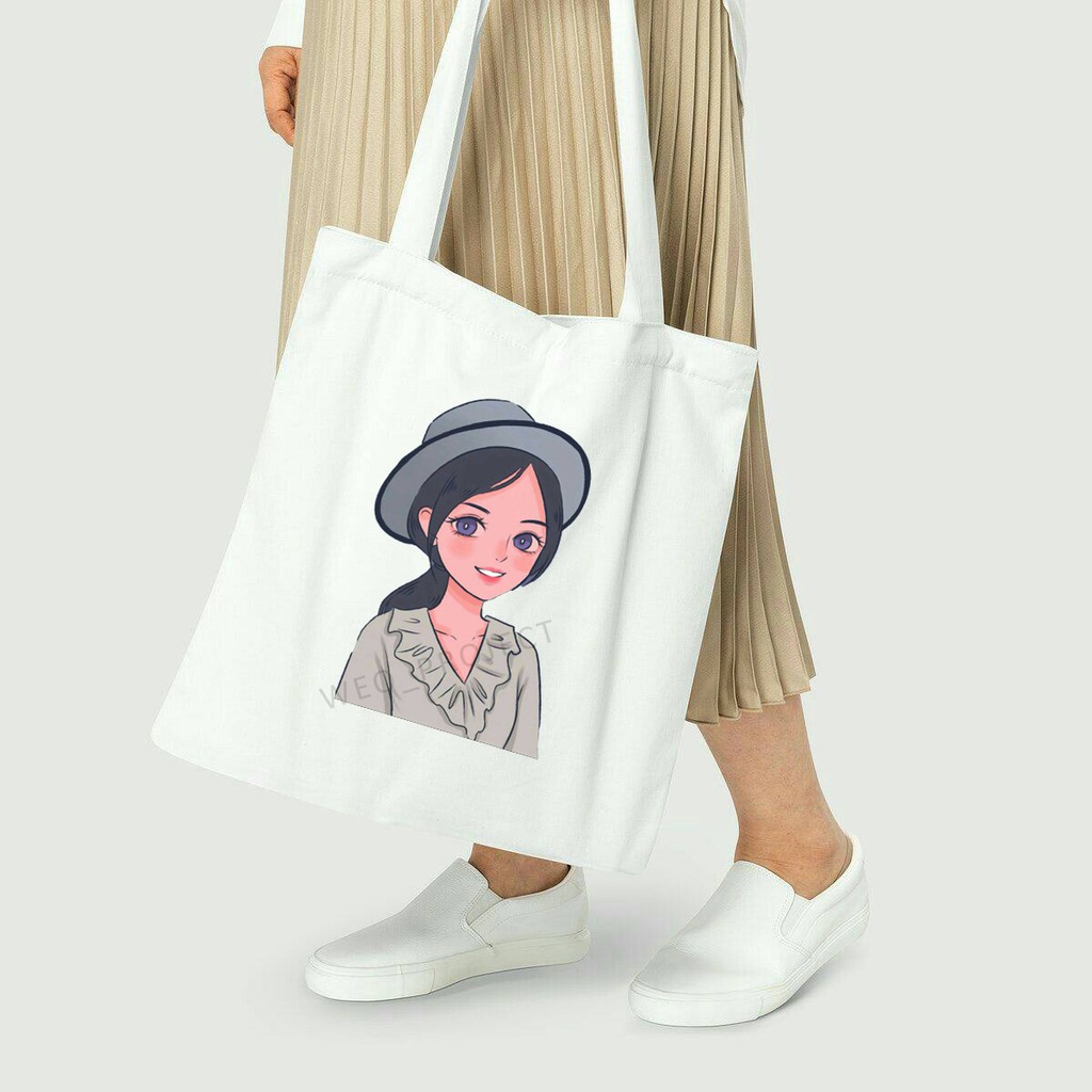 TOTE BAG KANVAS MURAH / TOTE BAG WANITA / TOTE BAG MOTIF GIRLS