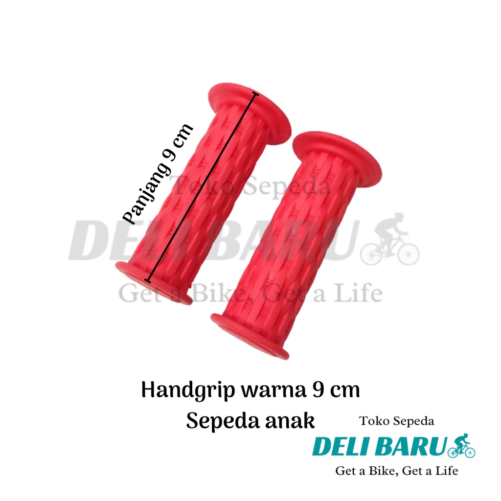 Delibaru Handgrip panjang 9 cm hamfat warna hitam merah biru pink grip model kuping sepeda anak