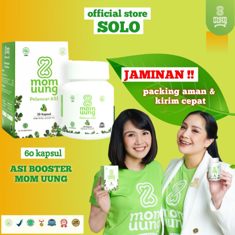 Mom Uung Asi Booster 60 Kapsul MomUung Pelancar Asi Solo Original Ekstrak Daun Katuk,Kelor dan Ikan Gabus