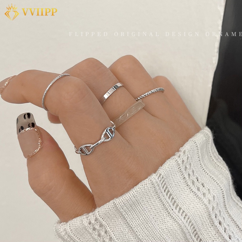 5pcs / Set Cincin Silver Untuk Aksesoris Perhiasan Wanita