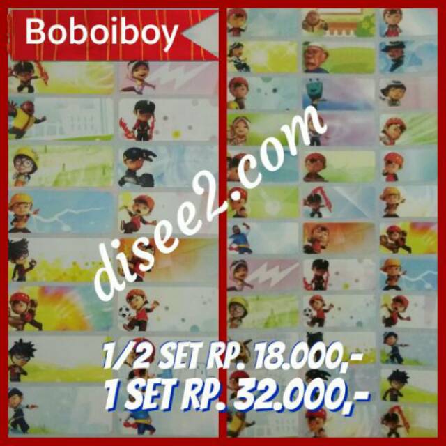 

BOBOIBOY stiker Label Nama Waterproof