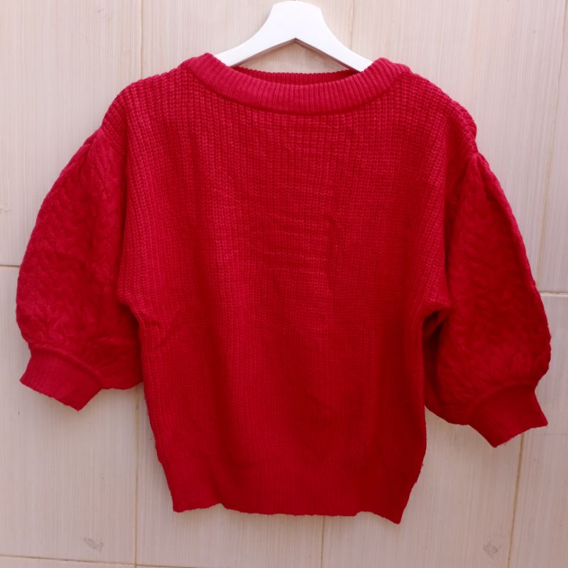 blouse rajut kepang crop gu by uniqlo