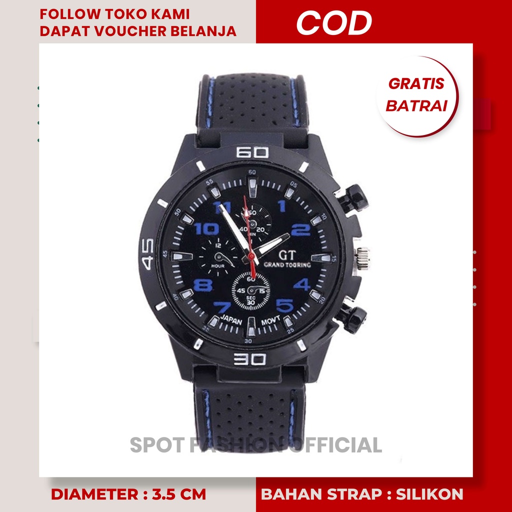 Jam tangan pria sport analog original branded anti air murah import korea waterproof terbaru