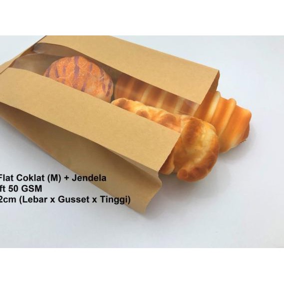 

♟ Paperbag Kantong Roti Kue Kertas Coklat M 14x22 ♜