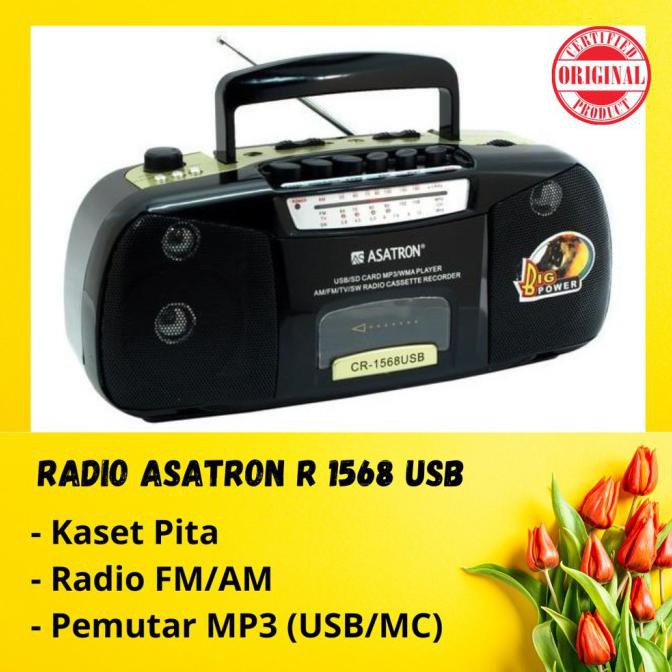 Radio Fm Am Sw Radio Kaset Asatron Cr 1568 Usb 100 Ori Promo Hari Ini