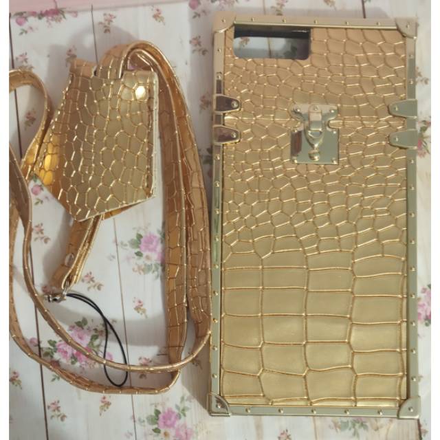 SALE case kulit branded  croco gold- Ipone  7plus 8plus