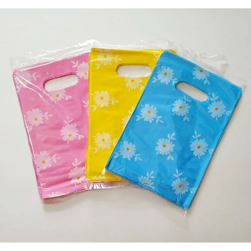 Kantongan Plastik Olshop Plong MOTIF BUNGA dan POLOS Ukuran 15x23 (1 pack isi 50 lembar)/Kresek Olsh