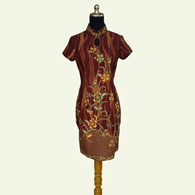 Ariel Qipao Batik Dress - Batik Qipao - Batik Shanghai - Batik Pesta - Modern Batik Dress