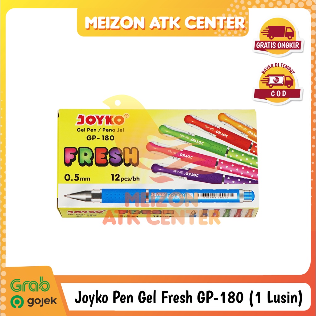 JOYKO Gel Pen GP-180 Fresh 0.5mm Pena Pulpen Cair Ballpoint [1 LUSIN]