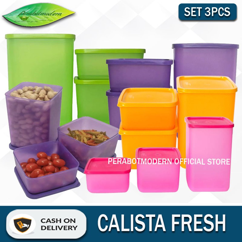 beli satu dapat 3Toples Calista Fresh Set of 3pcs / Toples Kue Calista Fresh tempat makanan jajanan snack kue kering kacang