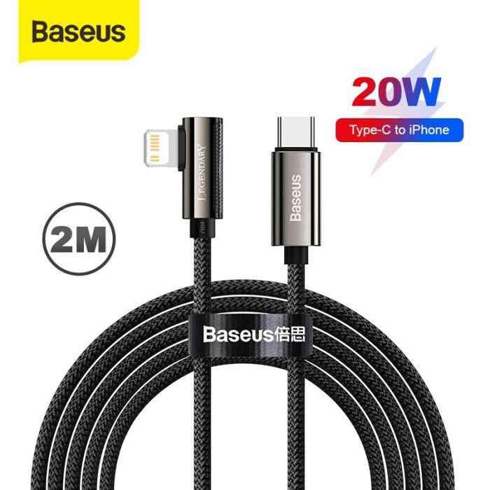 Baseus Legendary Elbow Type C to Lightning Cable - Cable Gaming PD 20W - Braided Nylon 1M/2M