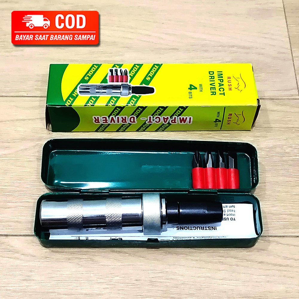 OBENG KETOK SET 4 PCS BOX KALENG / MATA IMPACT DRIVER KOTAK KALENG