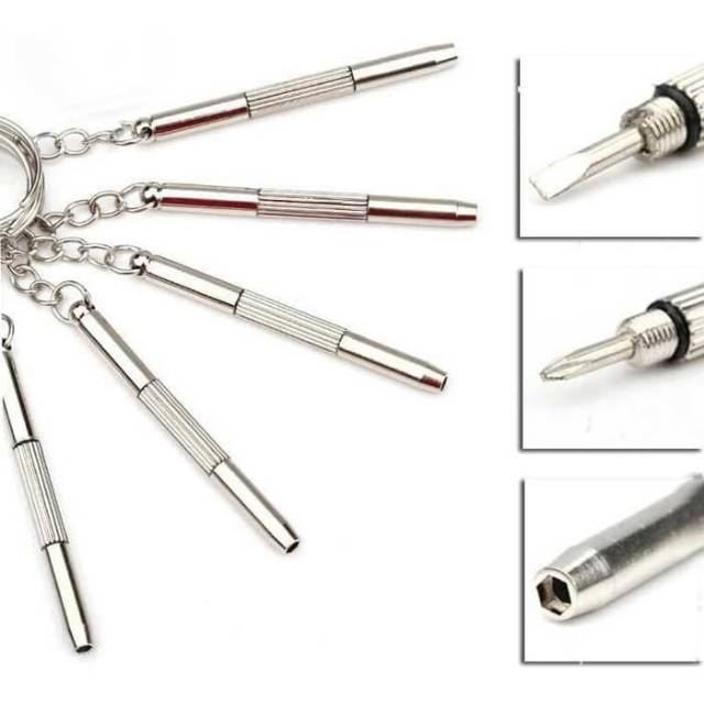 Gantungan Kunci Obeng Plus Minus Mini Screwdriver Keychain EDC 4in1