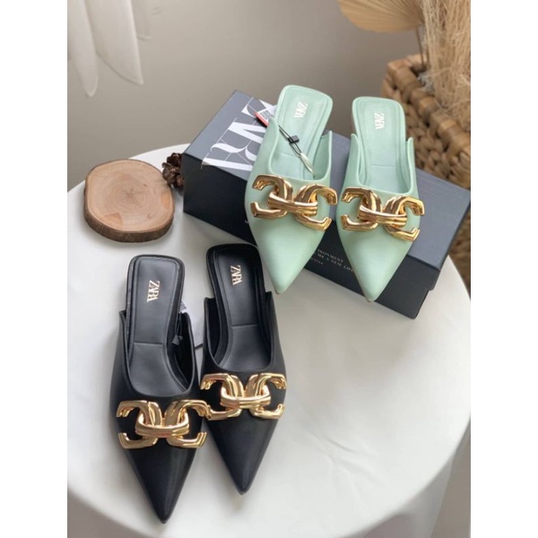 ZARA FLAT MULES / SANDAL TEPLEK ZARA / zs386 SANDAL SLOP FLAT ZARA