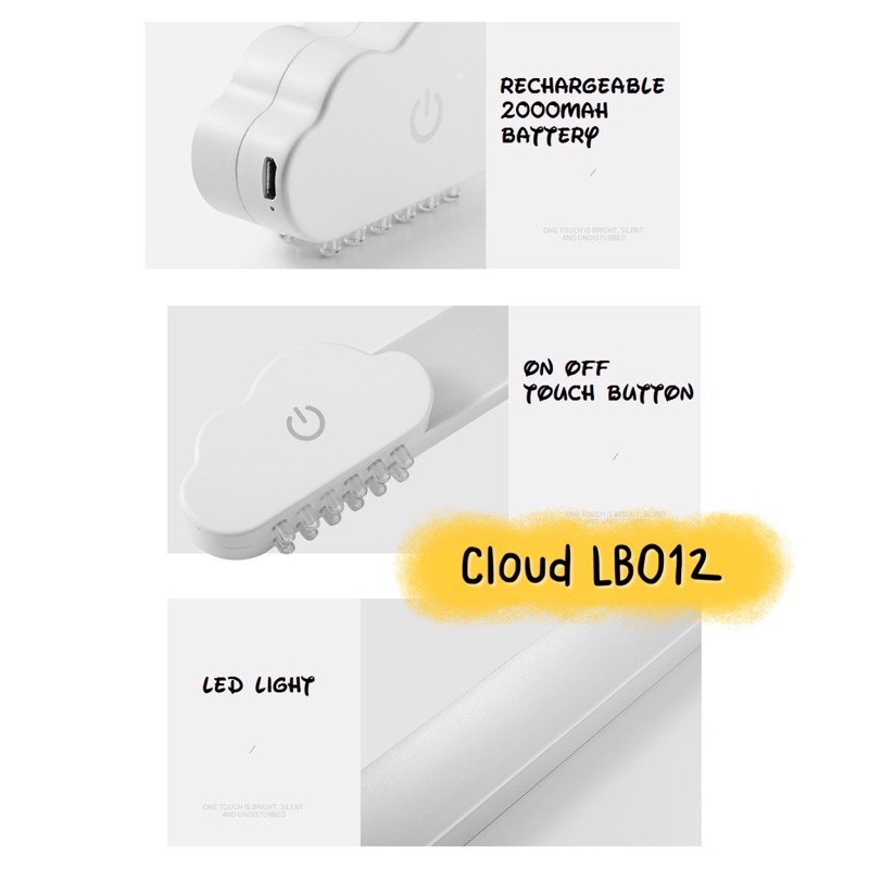 Lampu baca 2in1 Cloud LB012 - Bear LB013 Rechargeable Built in Battery Dimmable LED light magnetic