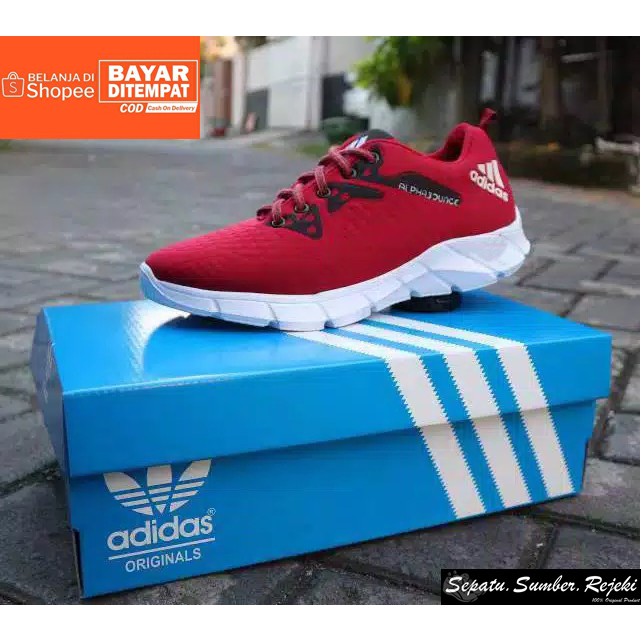 BIG SALE Sepatu Sneakers Olahraga Pria Outdoor / Sepatu Adidas Alphabounce Merah Running Gym Fitness