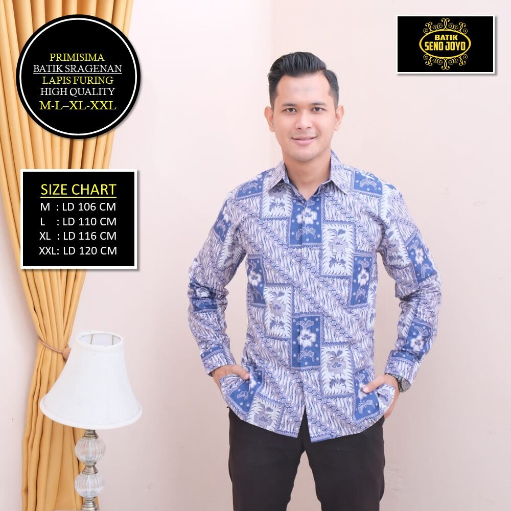 Kemeja batik lengan panjang warna ungu putih / baju batik pria terbaru warna putih / kemeja batik pria lengan panjang lapis furing bahan katun halus / hem batik terbaru 2022 / batik parangungu