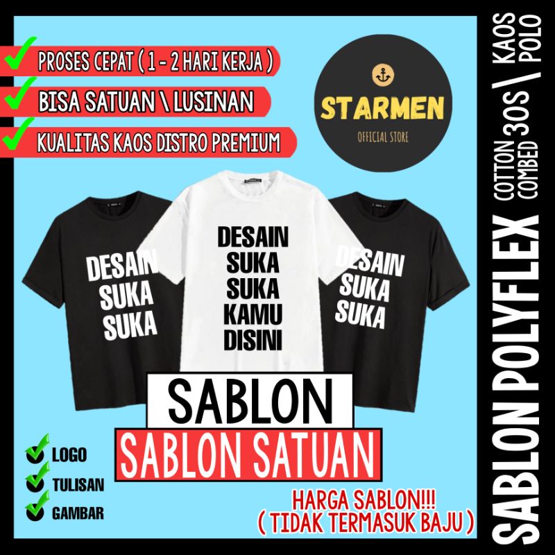 BAJU KAOS COSTUM SATUAN SABLON | BELUM TERMASUK BAJU | GAMBAR | KATA KATA | NAMA GRUP | FAMILY | LOGO | COUPLE | BISA BUAT BAJU KAOS KERAH/POLO TULISAN DESAIN SENDIRI TEKNIK SABLON POLYFLEX