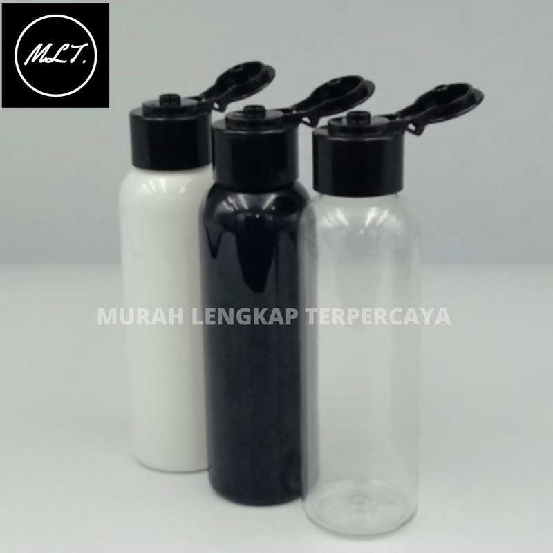 BOTOL FLIPTOP 100 ML FLIP TOP JAMUR HITAM PET PLASTIK BOTOL 100 ML FLIPTOP JAMUR HITAM