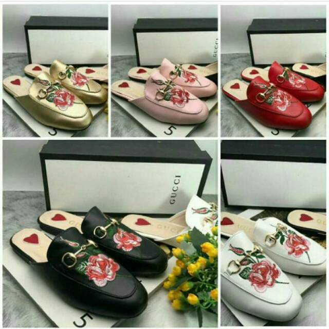  SANDAL  SENDAL GUCCI  FLOWER SLIPPER LOAFER IMPORT 