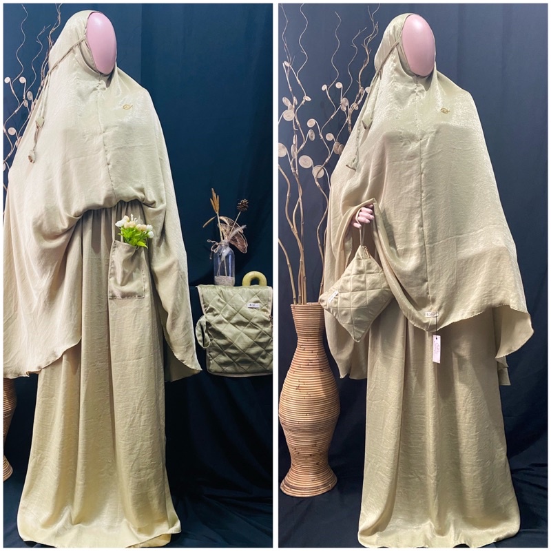 Aderah mukena 2 in 1  santorini silk luxury premium mukena saku