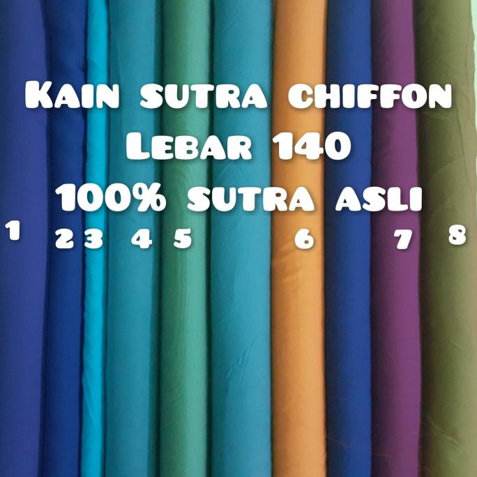 kain sutra asli (sifon silk) kain sutra polos mulberry silk